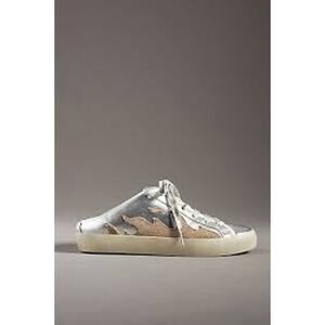 Bibi Lou X Anthropologie 35 / 5 Gamin Sneakers Slip On  Metallic Silver Runners